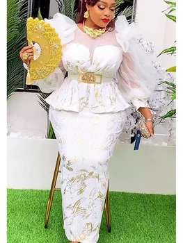 アフリカのドレス女性のための 2025 新ファッションプラスサイズスパンコールイブニングパーティーロングドレス Dashiki アンカラ衣装ローブアフリカ服