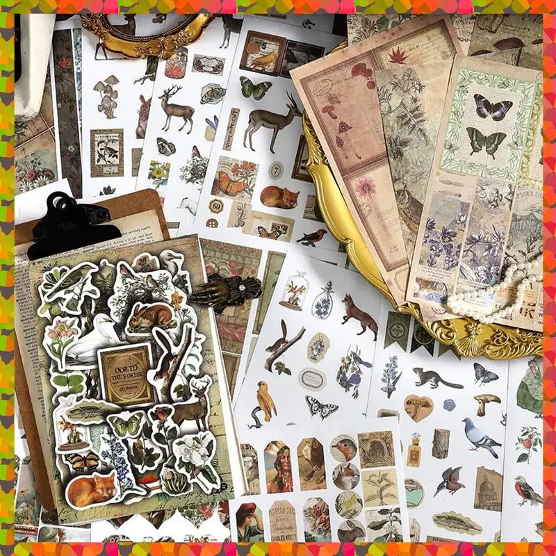 Promotion! Vintage Aesthetic Washi Stickers Paper For Scrapbooking, 40 Sheets Ephemera Book For Art Journaling