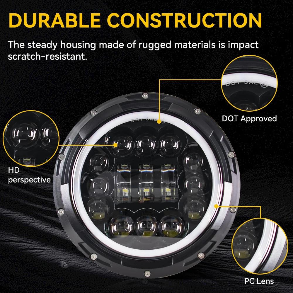 أضواء LED للدراجات النارية 7 بوصة المصباح هالو DRL مصباح لـ Royal Enfield Himalayan 400 411 650 350 Cafe Racer 7 "موتو المصباح الأمامي.