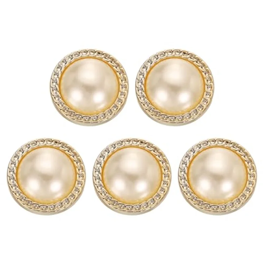 5pcs 35L Gold Faux Pearl Buttons 7/8