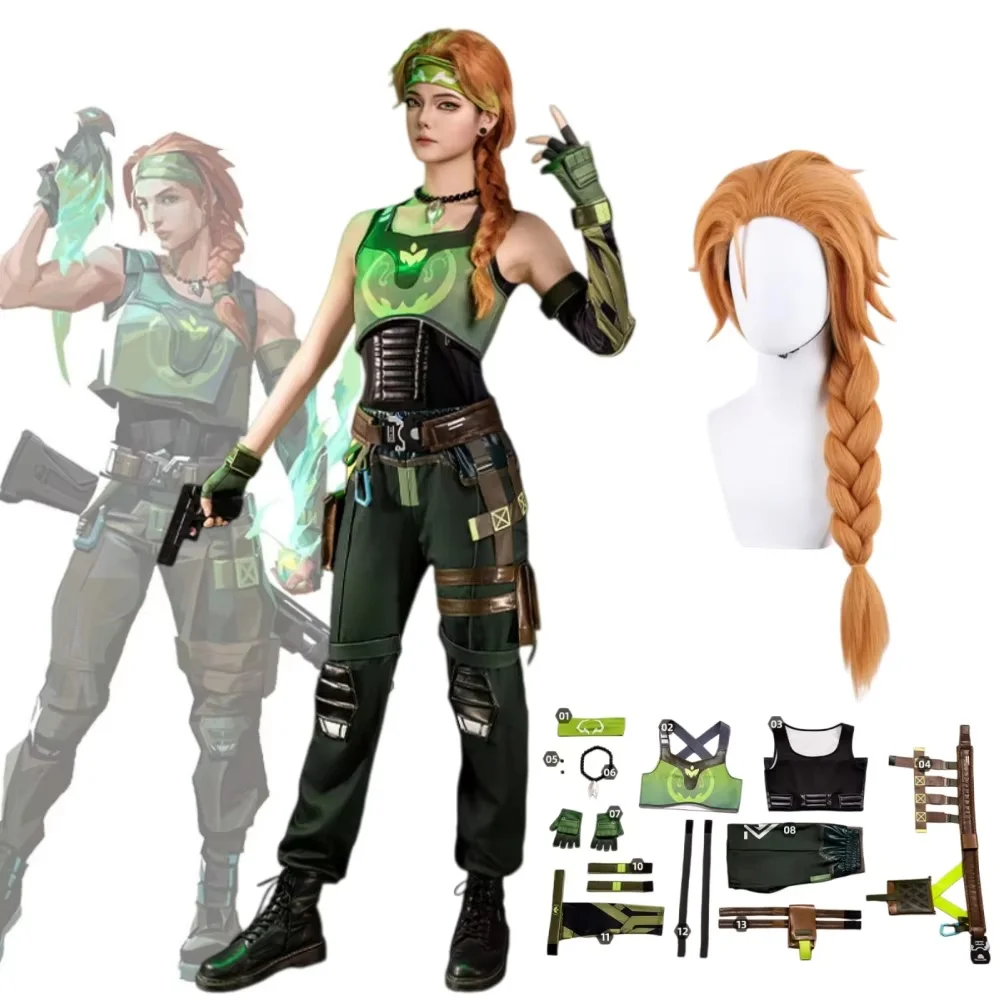 

VALORANT Skye Cosplay Costume Valor Skye Uniform Wig Suits Halloween Christmas Costumes Wig
