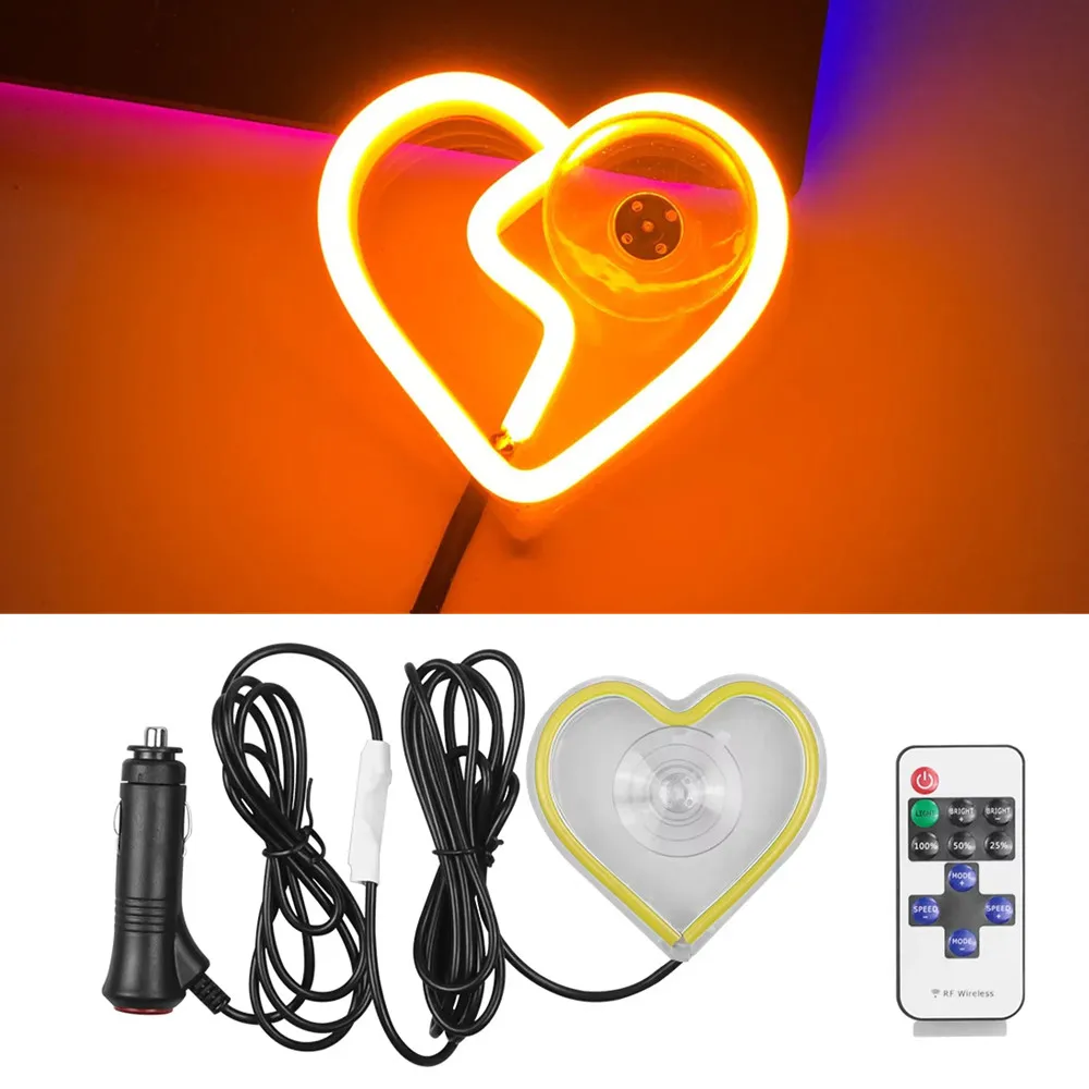 New Car LED Window Light Car interior Decoration Ambient Light Flashing Glowing Heart-shape Lighting Atmosphere Lamp LED Sign