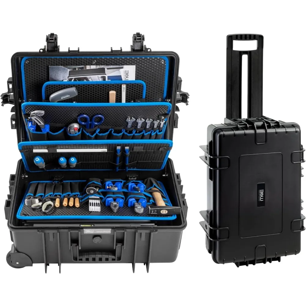 

Large Outdoor Tool Case with Removable Pocket Organizer Panels Durable Storage Box