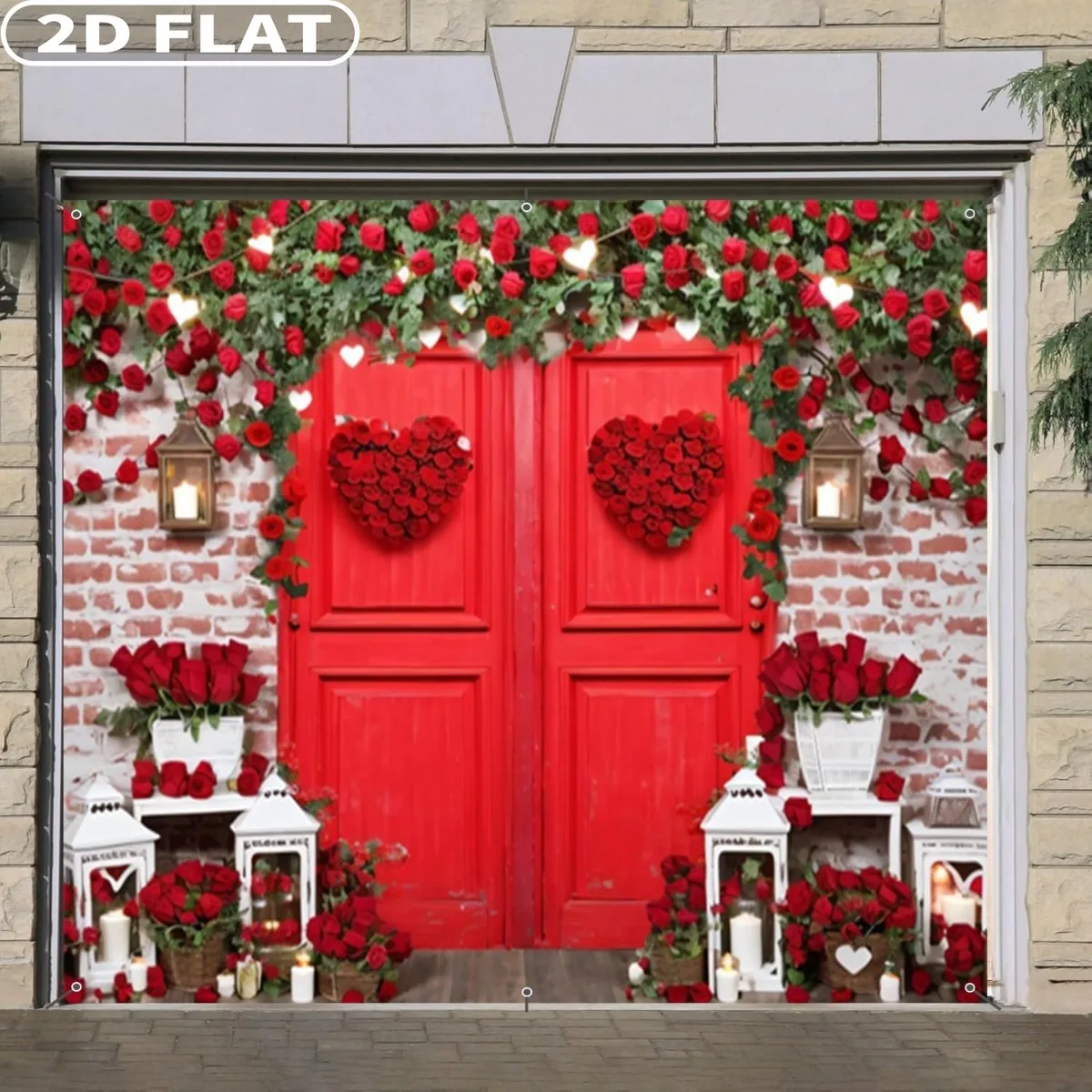 1pc Valentine's Day Garage Door Cove 6.5x8 FT Valentine Rose Wall Garage Door Wedding Bridal Shower Party Garage Door Decor