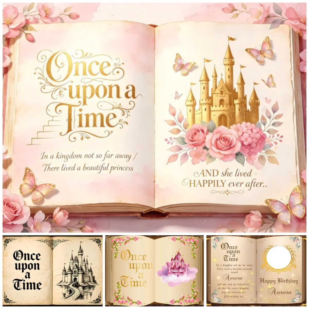 Märchenbuch-Fotografie-Hintergrund „Es war einmal ein Schloss“ für Hochzeiten, Mädchen, Prinzessinnen, Geburtstagsfeiern, Dekoration, Fotostudio-Hintergrund