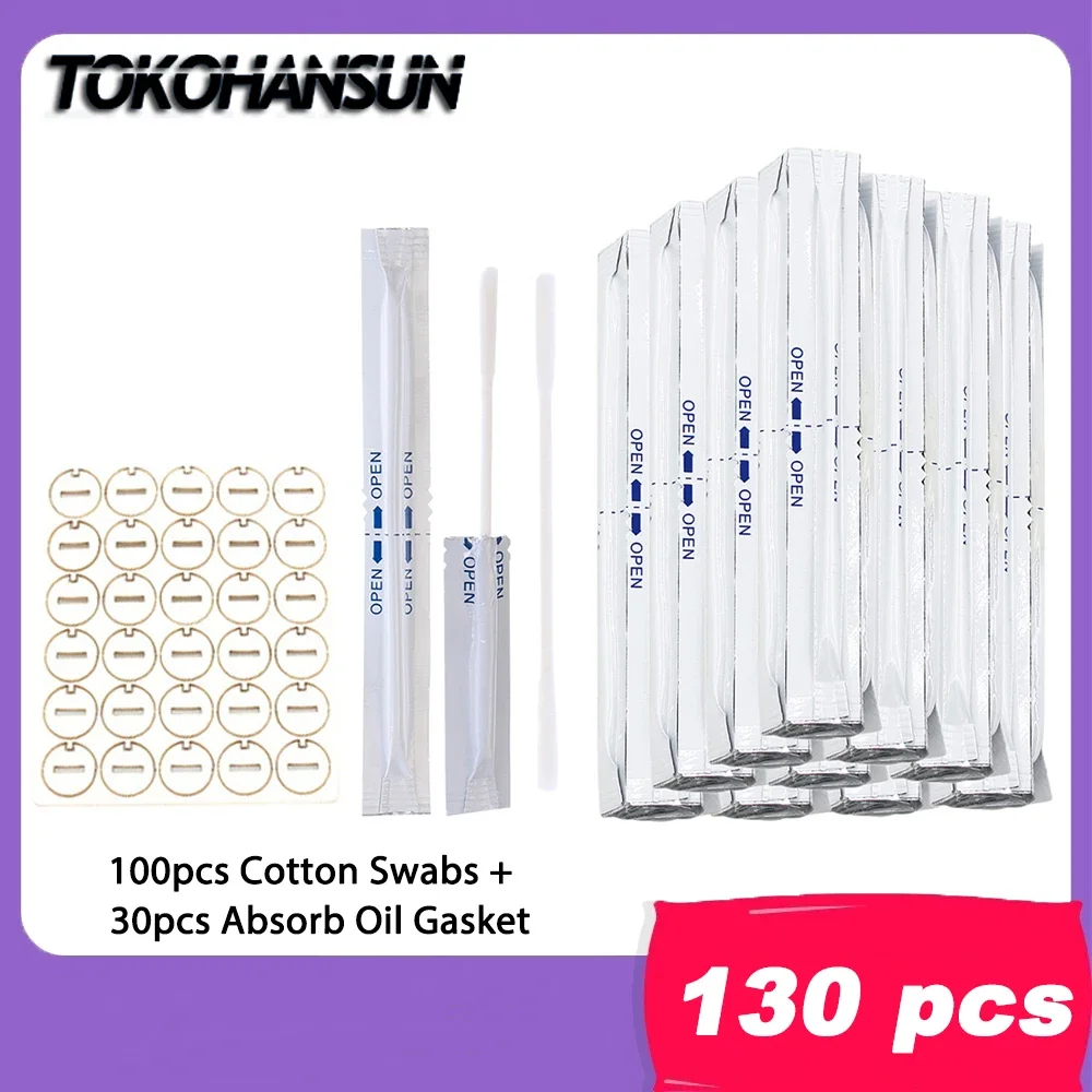 100Pcs Wet Alcohol Cotton Swabs Double Head Cleaning Stick For IQOS 2.4 PLUS + 30 PCS Absorb Oil Gasket Replace For IQOS 3.0