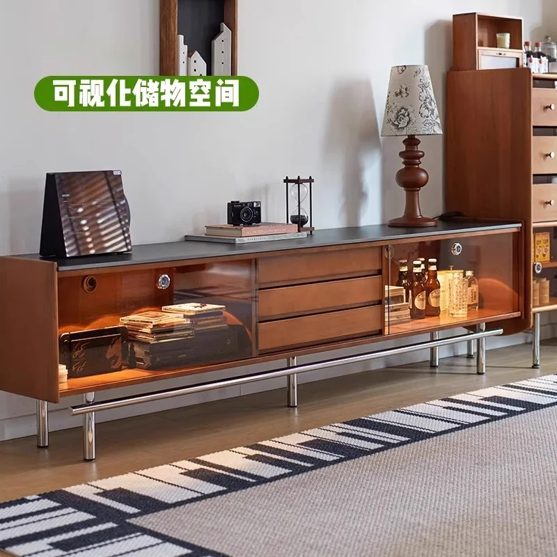 خزانة تلفزيون عتيقة من الخشب الصلب بسيطة وحديثة من Migu، خزانة تلفزيون صغيرة لخزانة تخزين الشقة #1