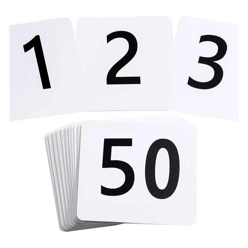 

50Pcs Table Numbers 1-50, 3.7X4 Inch Table Numbers, Double Sided Table Number Cards - For Wedding Reception Restaurant