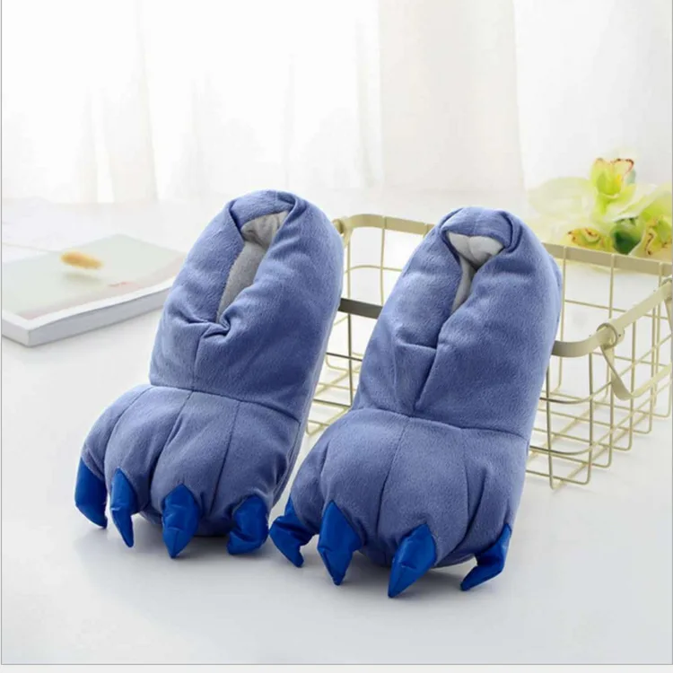 Coralline dinosaur soft paw shoes Thickened non-slip plush cotton Fluffy Female Floor Slipper Women Home House Indoor Lazy Cute