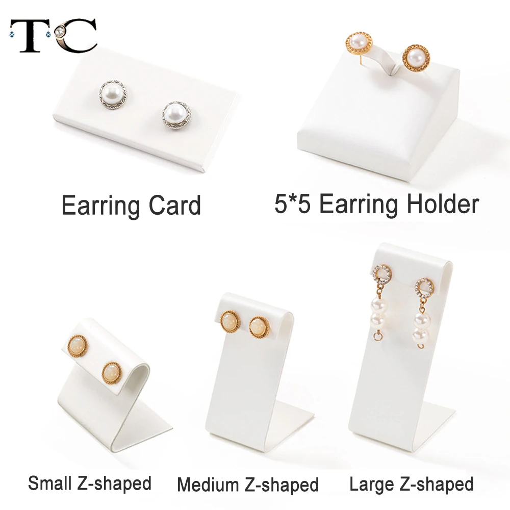 1PCS High-End White Brushed Leather Jewelry Display Stands for Earrings and Studs Z-Shaped Vertical Display Racks