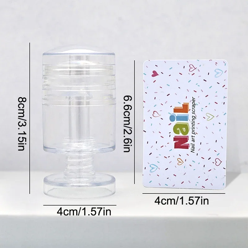 Rotatable Nail Stamper Jelly Printing Silicone Nail Polish Stamping French Tip Nail Stamp Template With Scraper Manicure Stencil