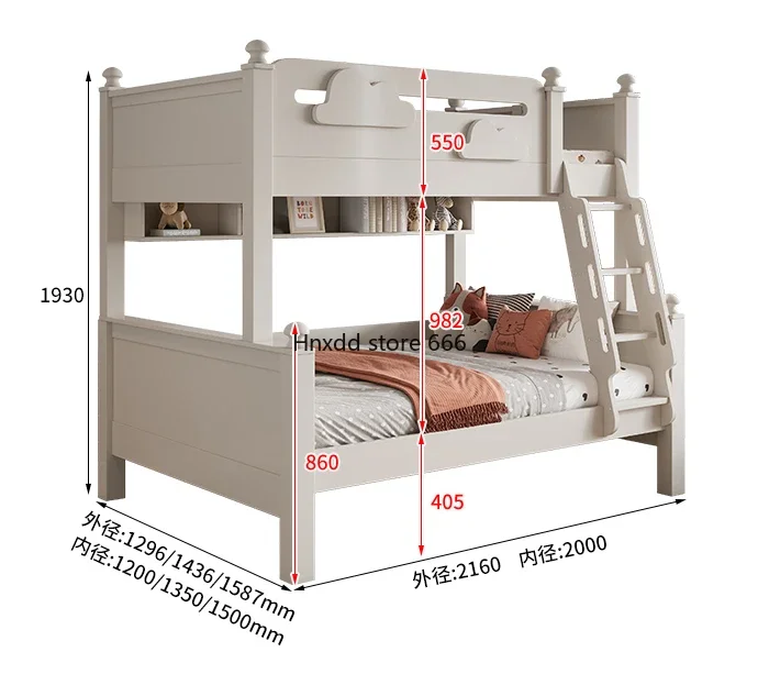 All solid wood upper and lower double-layer high and low mother and child beds