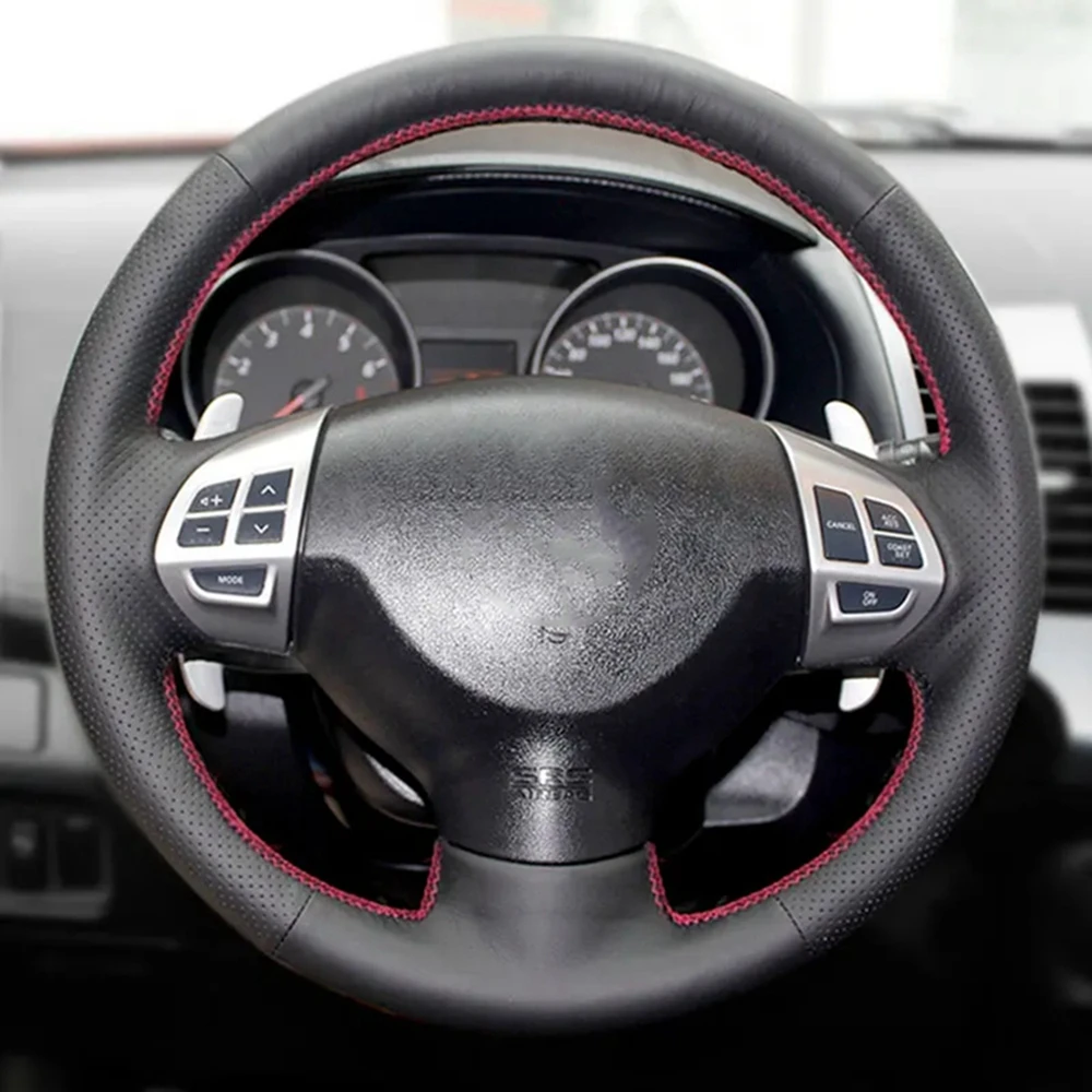 Car Steering Wheel Leather Cover For Mitsubishi Lancer X 10 2007-2015 Outlander 2006-2013 ASX 2010-2013 Pajero Sport 2008-2016