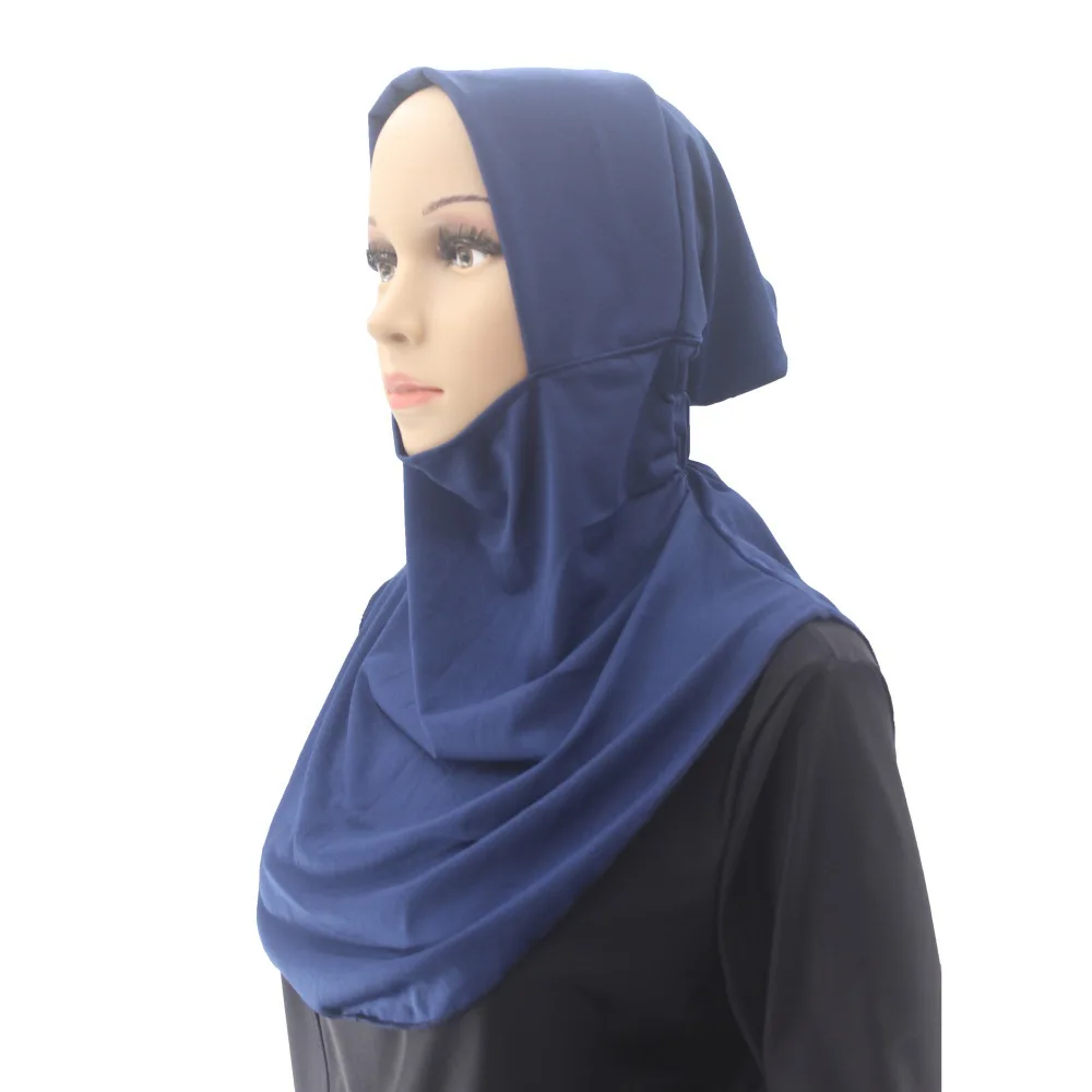 Turbante già realizzato Amira Musulmano Hijab Sciarpa istantanea Donna Foulard elastico Ramadan Islam Preghiera Hijab Tirare su Niqab Headwrap