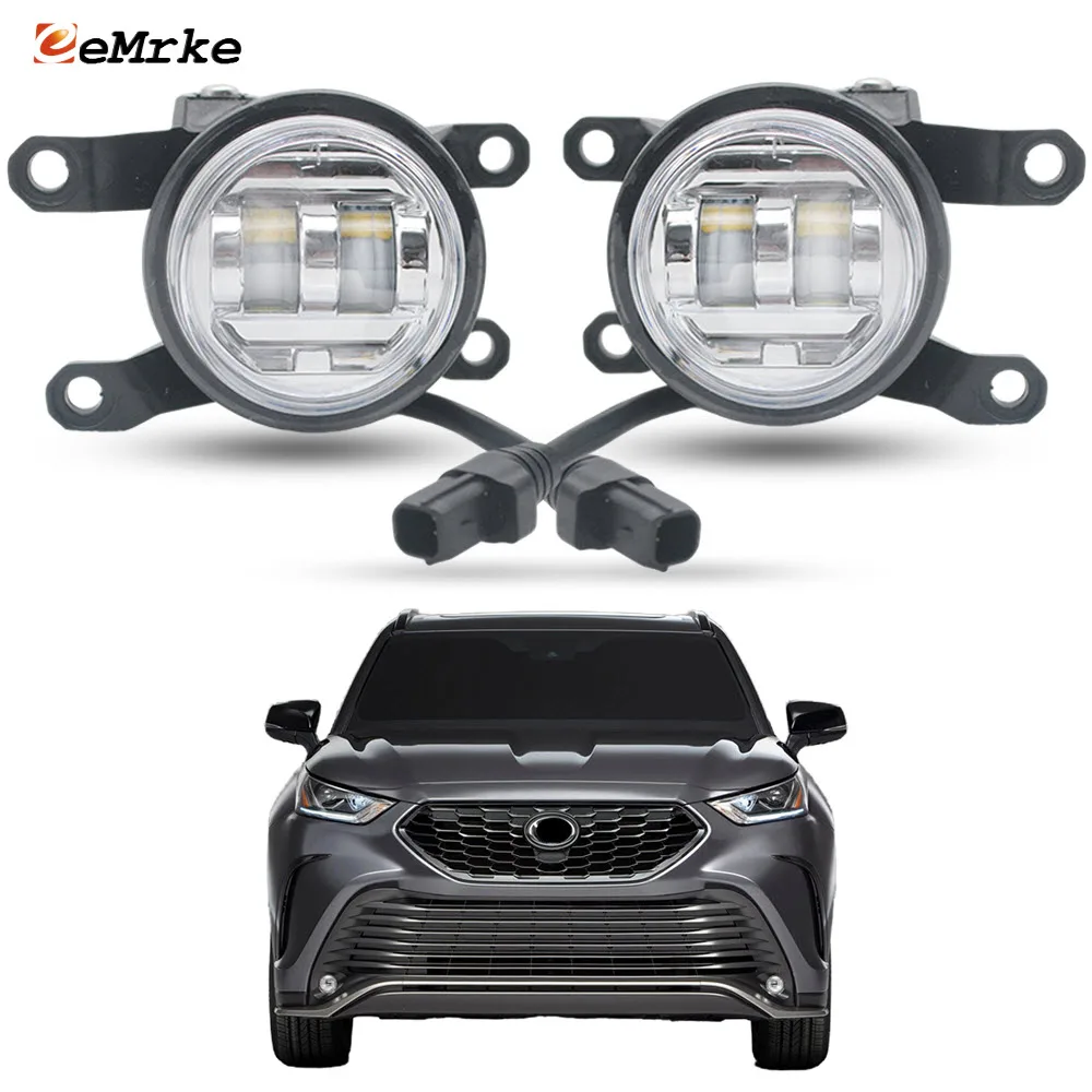 

White / Yellow OEM Size Led Fog Lights for Toyota Highlander XSE North America 2021-2026 with Clear Lens & Plug and Play 30W