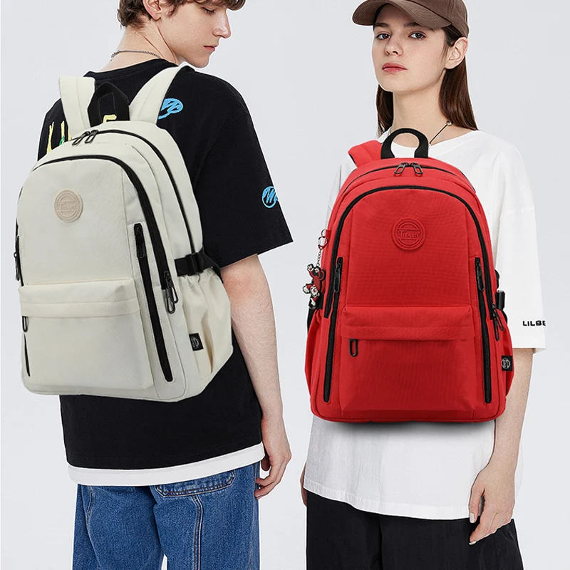 Nesitu alta calidad A4 gran capacidad Oxford hombres mujeres mochila para ordenador portátil mochila escolar ligera bolsa de viaje rojo blanco negro M1793