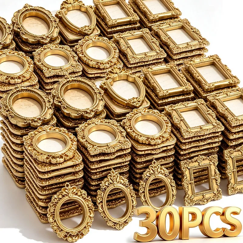 5-30pcs DIY Vintage Resin Mini Photo Frames Wall Hanging Jewelry Scrapbooking Desktop Ornaments Crafts Display Decor Accessories