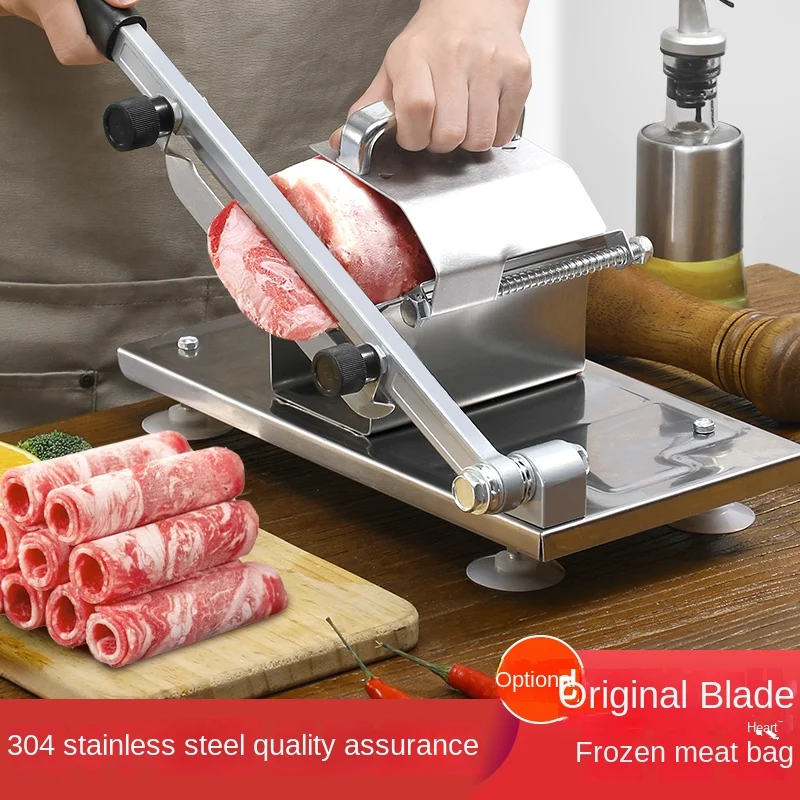 Stainless steel mutton roll slicer, household manual cutting rice cake knife, frozen meat fat cow artifact meat slicing machine