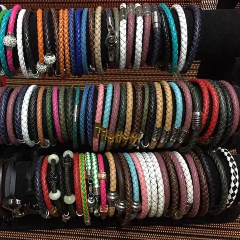 2meters colorful Braided Genuine Leather Bracelet Findings 3/4/5/6mm Round Leather Cord String Rope DIY Necklace Bracelet Making