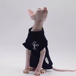 Hairless Cat Clothes Sphinx Deven Black Soft Breathable T-shirt Pet Clothes For Small Dogs Shirt Clothing for Cats