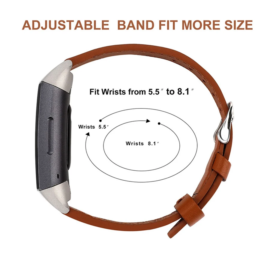 Bracelet en cuir de haute qualité pour Fitbit Charge 5, Compatible avec Fitbit, pour homme et femme
