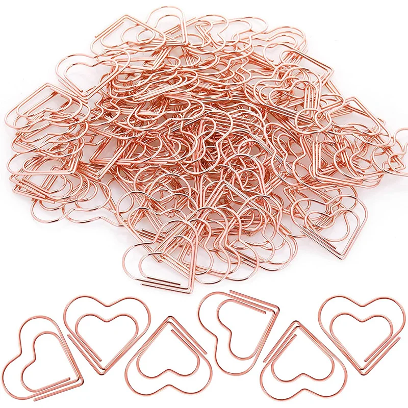 50 Stks/set Metalen Paperclips Harten Mini Binder Clip Bladwijzer Boek Binding Note Decor Briefpapier School Kantoor Binding Benodigdheden