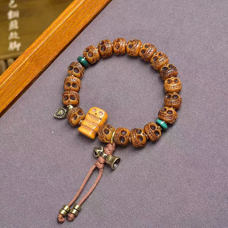 

Tibetan Retro Bone A-dai Bracelet Single Circle Malachite Agate Dzi Stone Turquoise Sanqi Silver Material Accessories