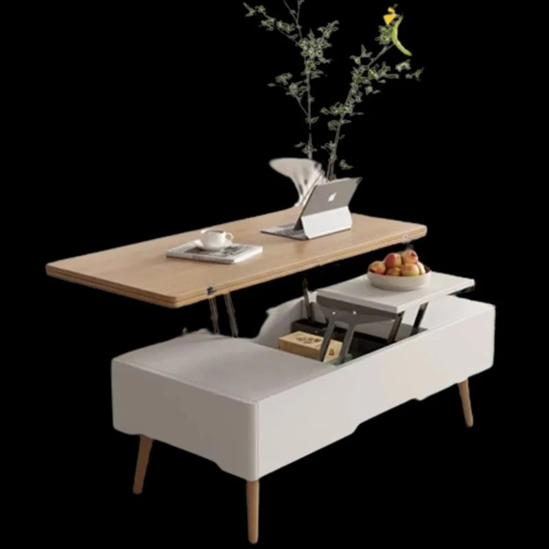 

Organizer Lift Up Trau White High Nordic Mobile Coffe Table Mesa Lateral Modern Tavolino Furniture
