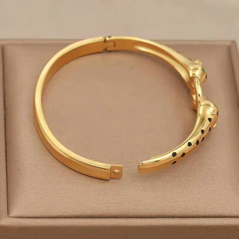 Stainless Steel Multicolor Leopard Bangles for Women Fashion Brand Jewelry Unique Animal Bracelets Party Accessories Gifts