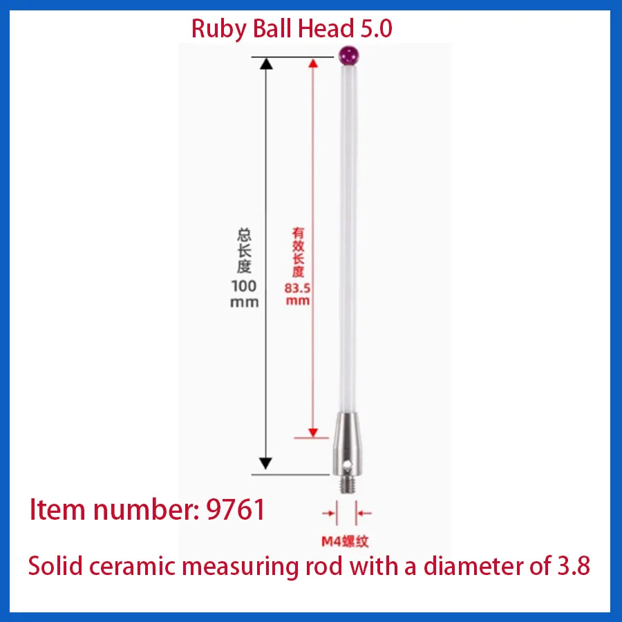 CNC machine probe dedicated M4 ruby ceramic measuring needle A-5000-3709/3712 Renishaw 6.0mm