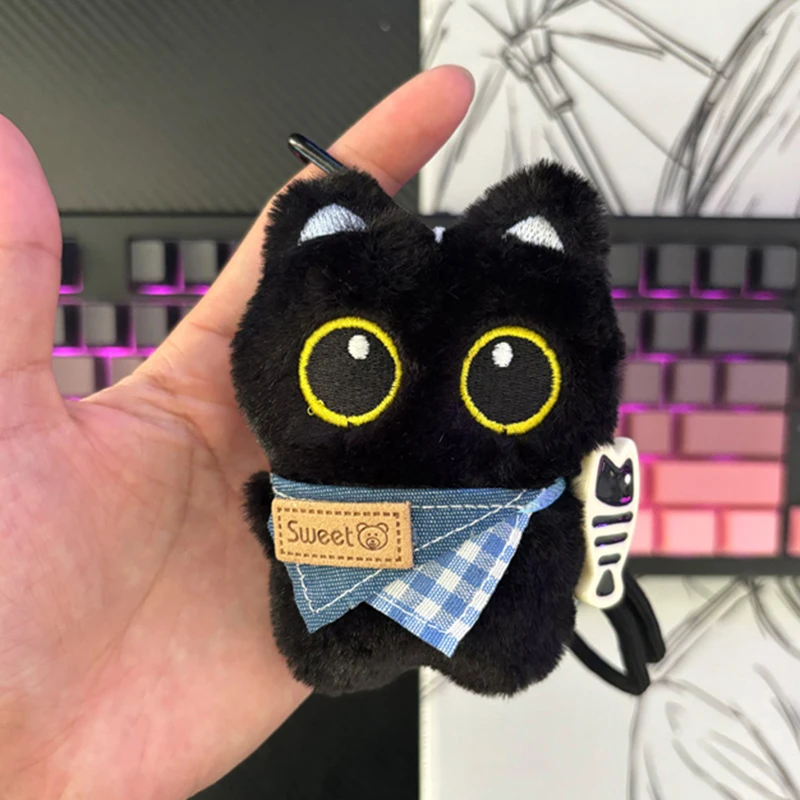 Weihnachts-Schlüsselanhänger mit schwarzer Katze, Rucksackanhänger, Halloween-Katzen-Schlüsselanhänger mit Flügeln, Taschenanhänger, Partygeschenk. – Detail 2