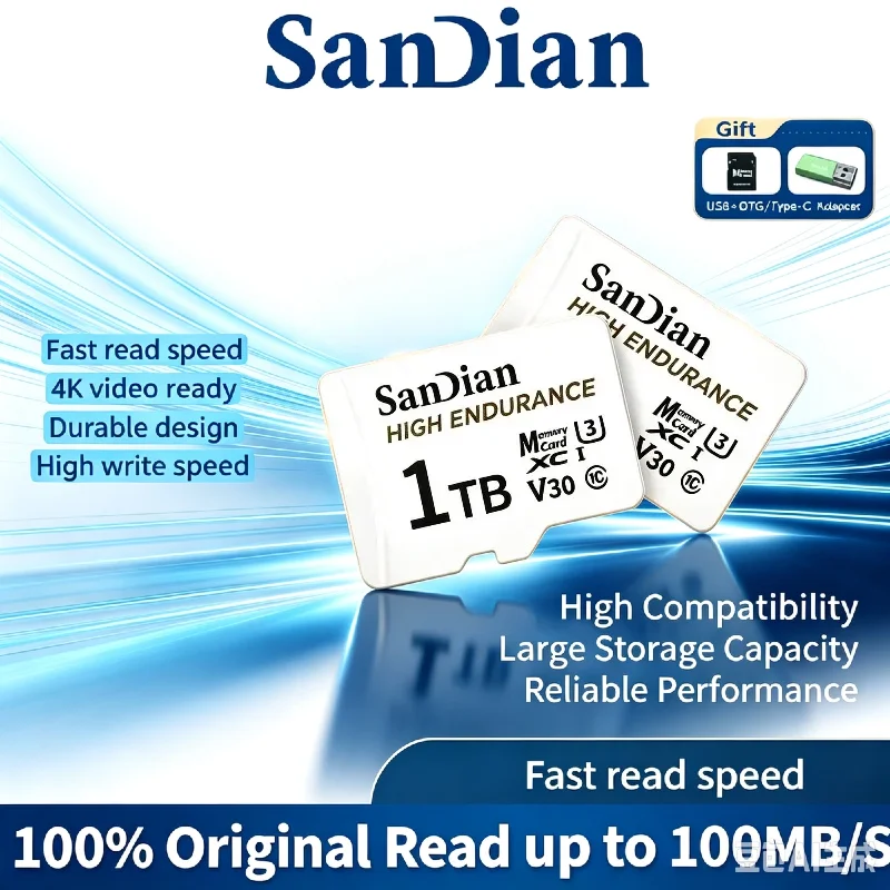 FOR SANDIAN High Endurance Micro SD Card 128GB‑256GB V30 U3 C10 Memory Card for Dash Cam Car DVR Security Systems