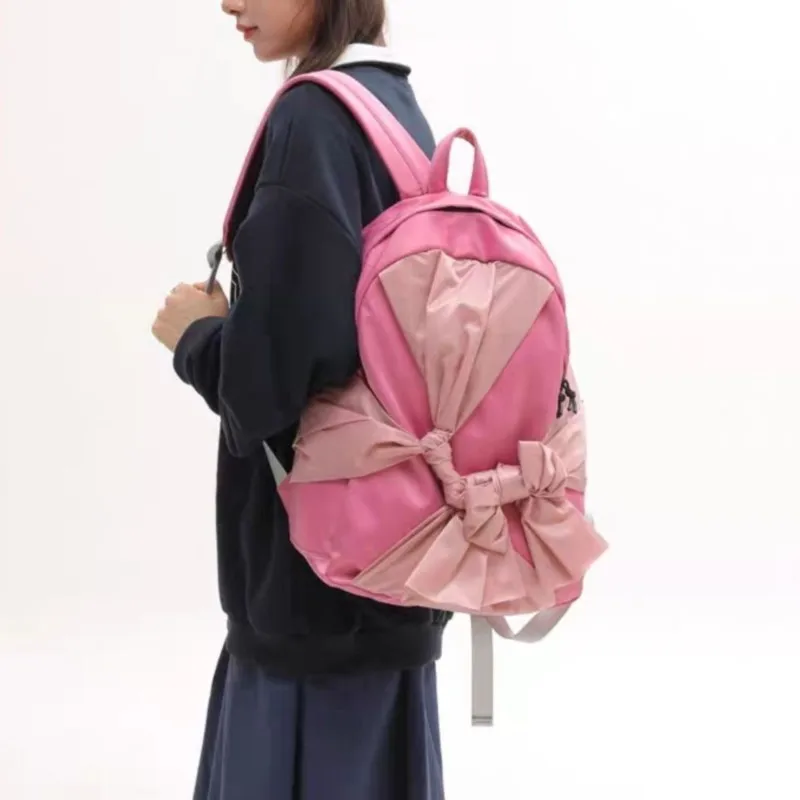 

JIAERDI Sweet Cute Bow Backpack Women Unique Design Personal Daypack Ladies Knitted Pleated Large Capacity Mochilas Mujer 2025