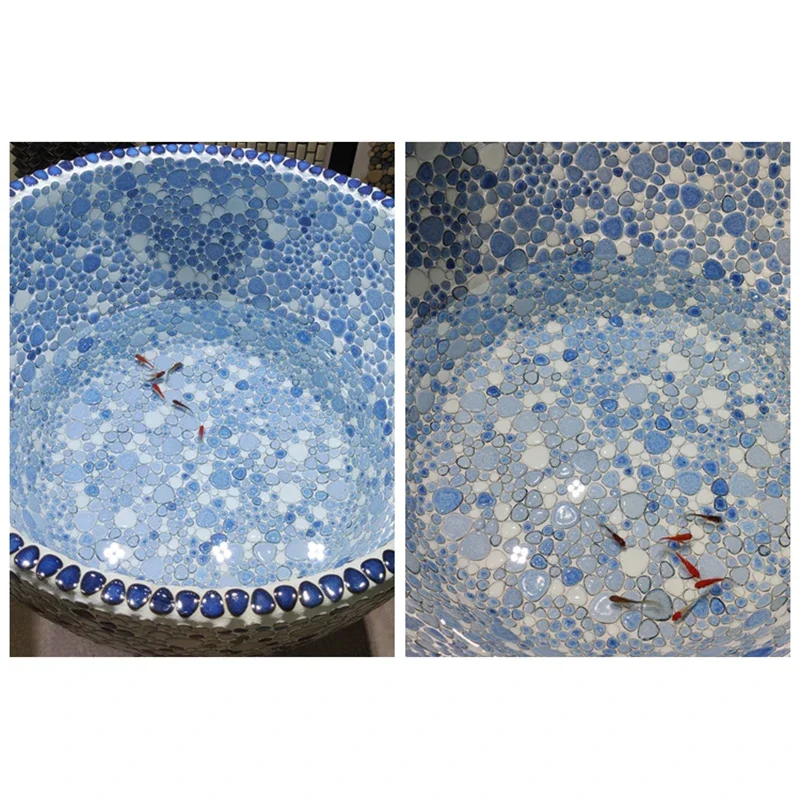 30X30Cm Ceramic Pebble Mosaic Tiles Anti-Slip Waterproof for Bathrooms Spa Pools Wall Floor Decor Blue White Tile Sheet