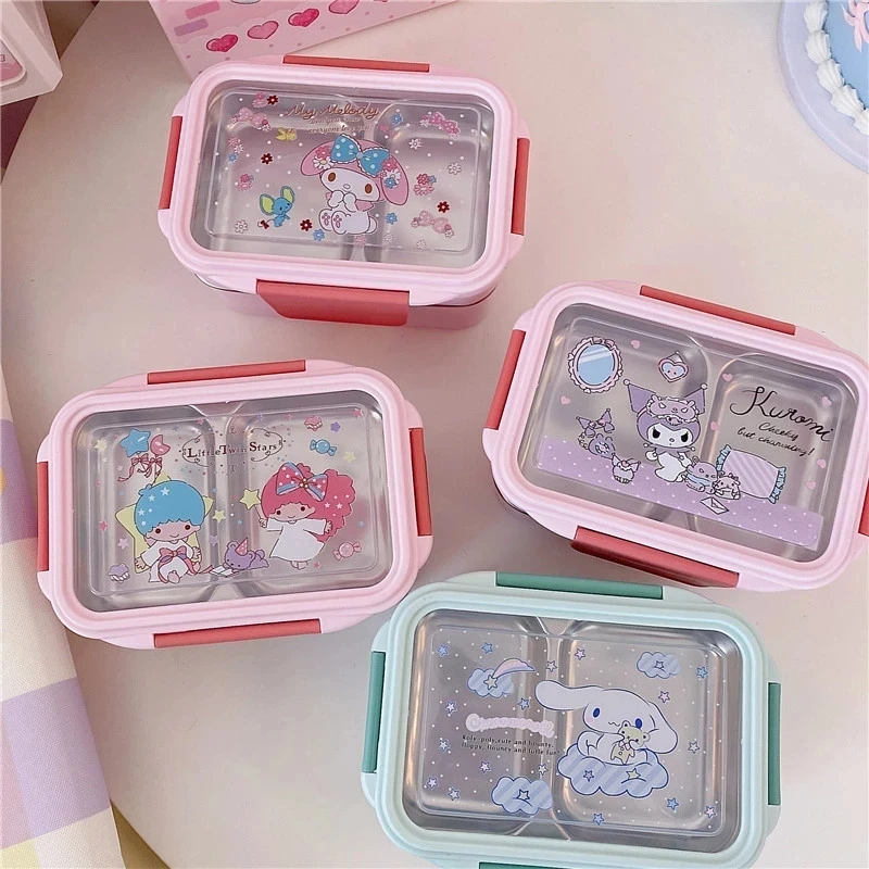 Kawaii Sanrioed Hello Kittys Lunch Box Cartoon Kuromi Cinnamoroll My Melody Multi-Layer Bento Box Tableware Food Storage Box