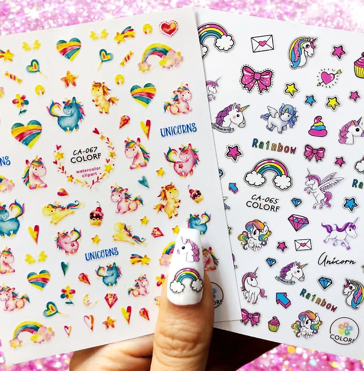 

3D Cartoon Unicorn Anime Nail Stickers Self Adhesive Nail Art Decals for Women Girls HL29