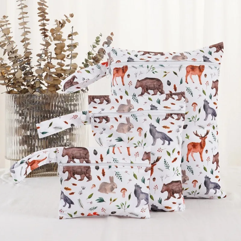 New Print 3Pcs/Set Handle Design Multi-functional Use Washable Bag For Travel Storage Wet Bag For Mum And Baby
