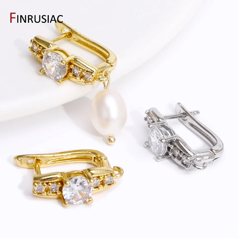 18K Gold Plated Brass Shvenzy Earwire Hooks For DIY Women Handmade Cubic Zirconia Earrings Making Accessories Findings