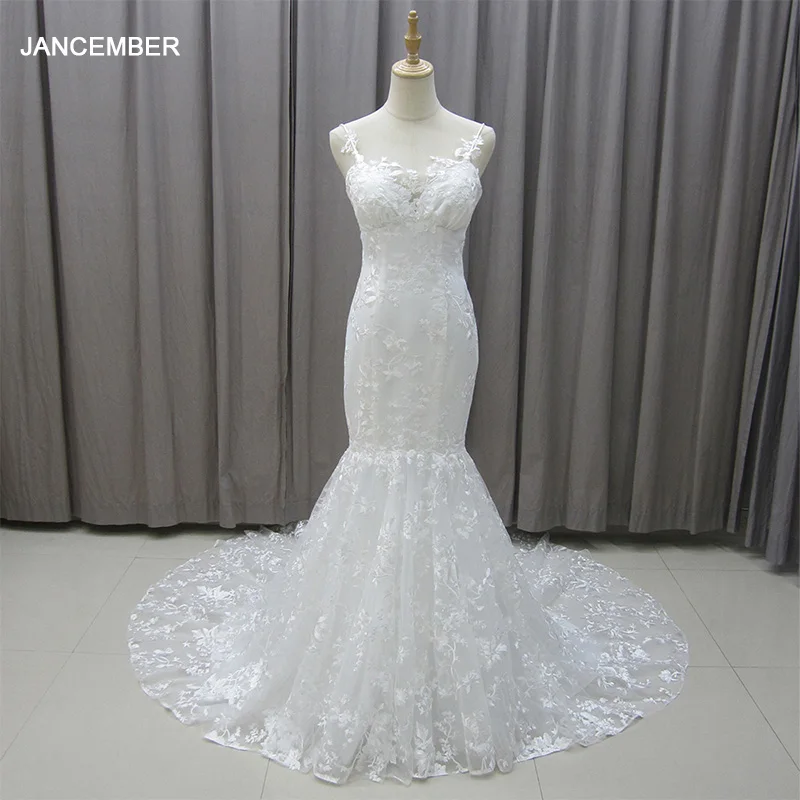 Jancember Simple Mermaid White Wedding Dress Sexy Backless Bridal Sleeveless Gown Vestido De Noiva Elegant Floor-Length 2025