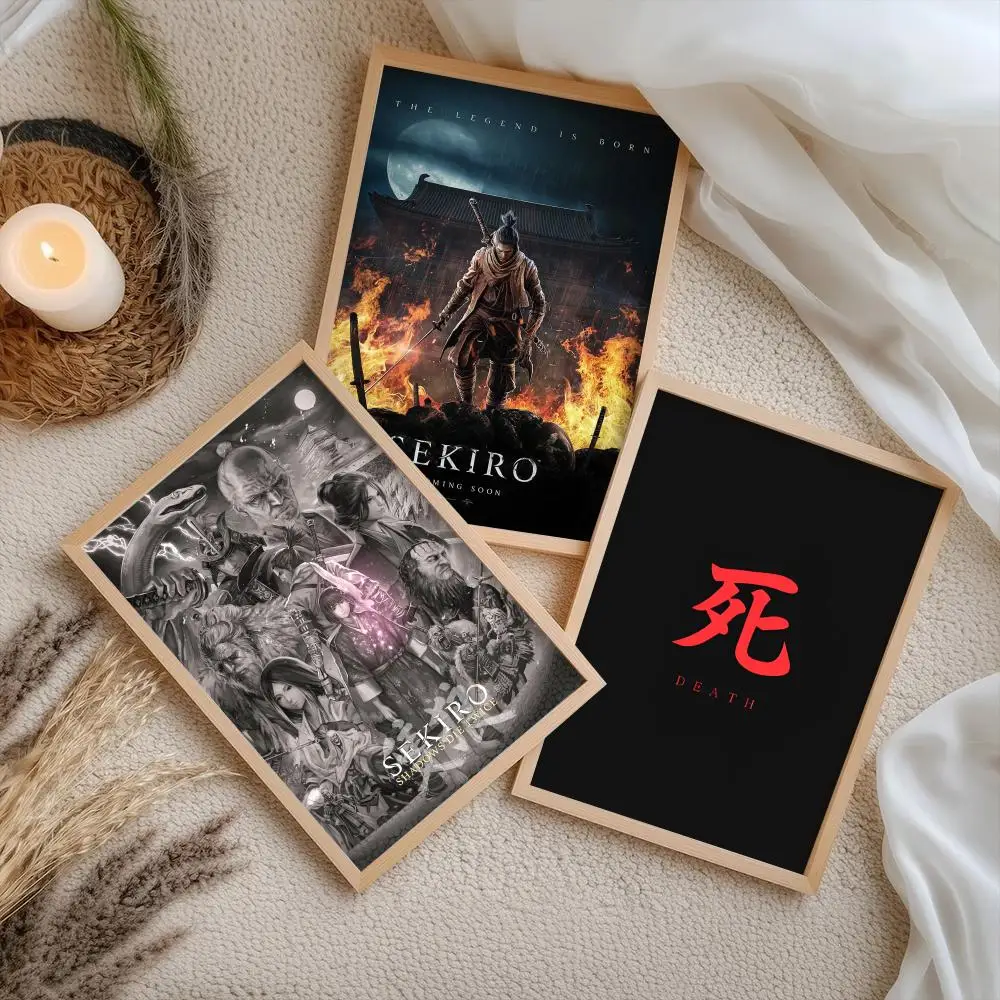 Game S-SEKIRO Shadows Die Twice Poster Stickers Self-Adhesive Painting Mural Decor Wall Decals for Bedroom Living Room Home Gift
