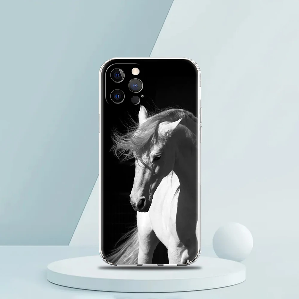 Horse Animal Transparent Silicone Phone Case For iPhone 15 14 13 12 11 Pro Max X XR 8 7 Plus SE 2020 X XS Max Luxury Coque Shell