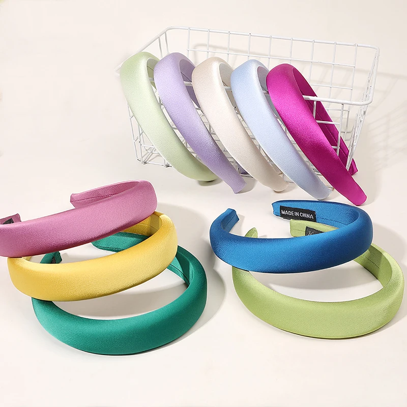 Spring Color Satin Sponge Padded Hairband Headband Adult Hair Accessories Hair Jewley