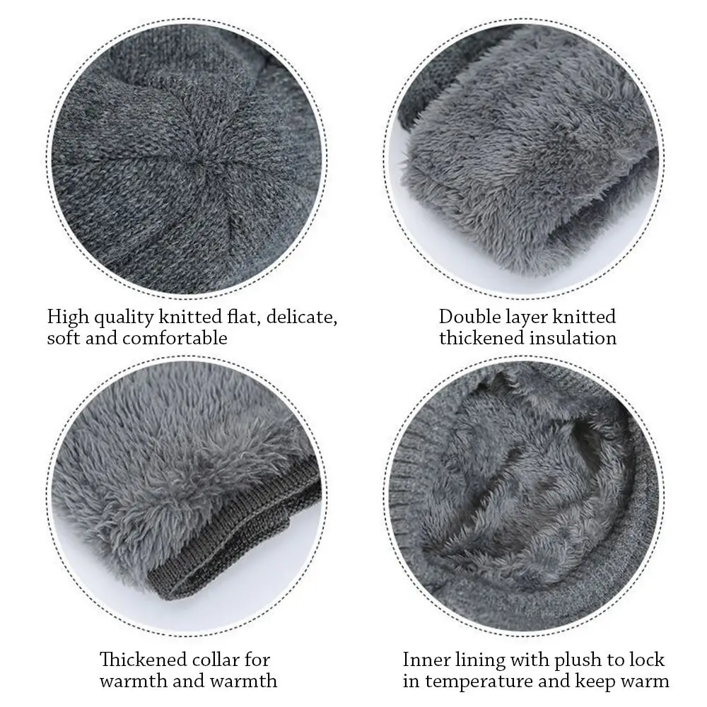 겨울용 보온 비니 모자 스카프 부드러운 플리스 니트 모자 방풍 따뜻한 목도리 모자 야외용
