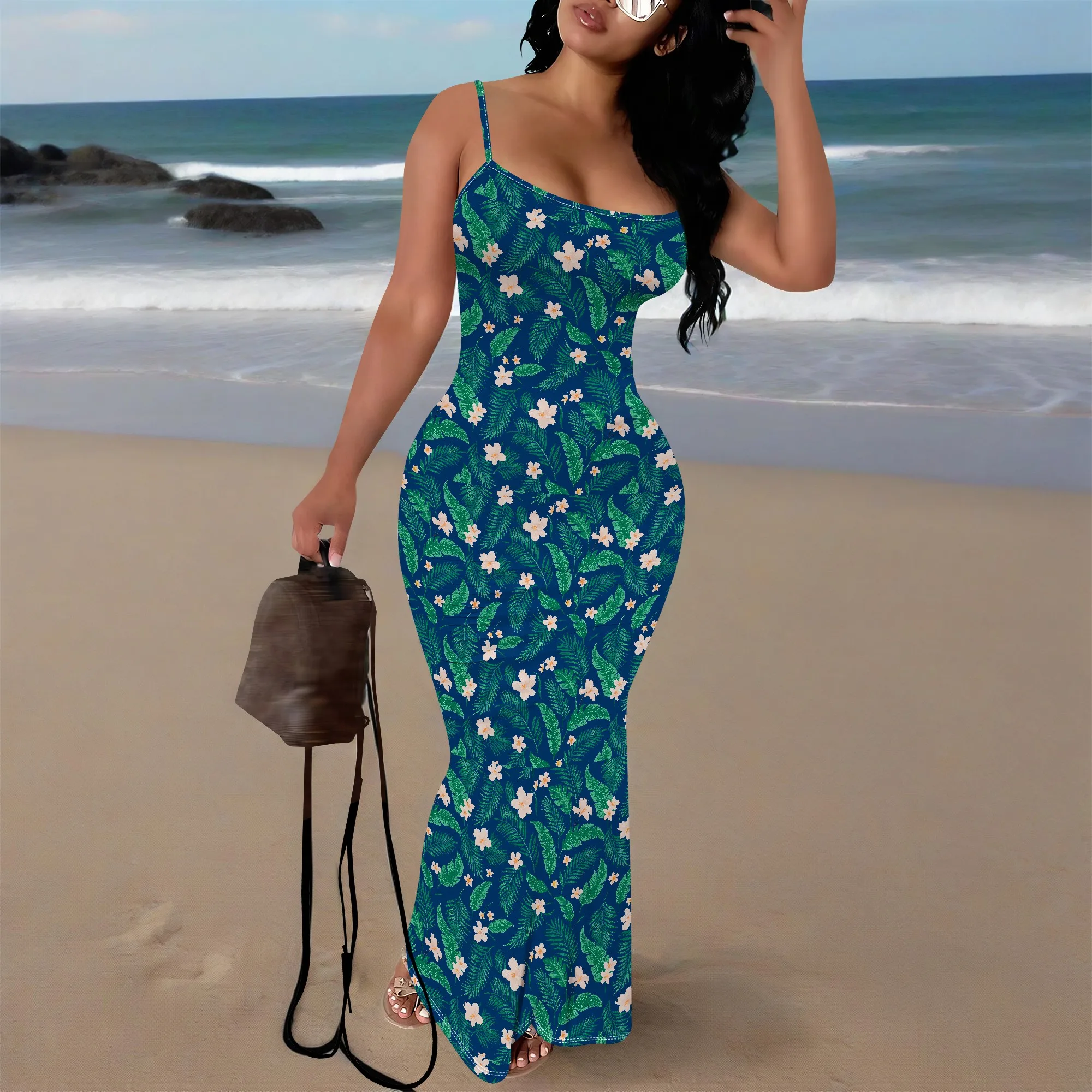 Elegant Womens แฟชั่นฤดูร้อน Casual Slip Dresses สปาเก็ตตี้ Double Lined เซ็กซี่ Bodycon Maxi Dress