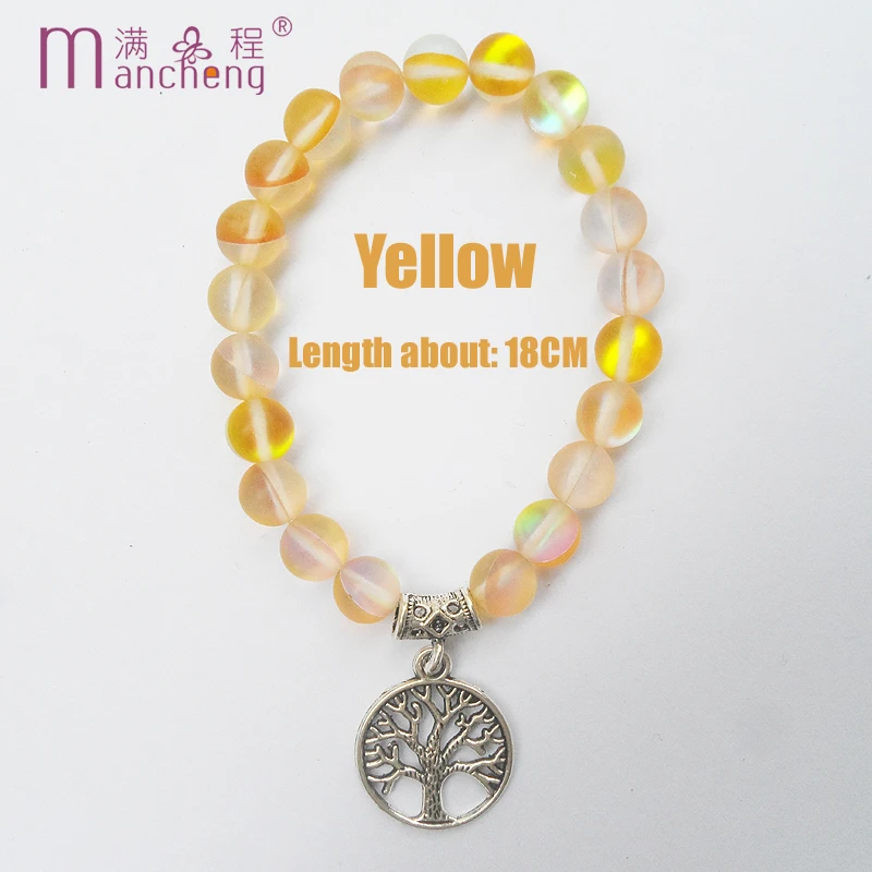 fnaf 2 rupee item Bracelets Punk Yellow Moonstone Luminous Glowing Life Tree Pendant Bracelet Yoga Female Men Party Gift