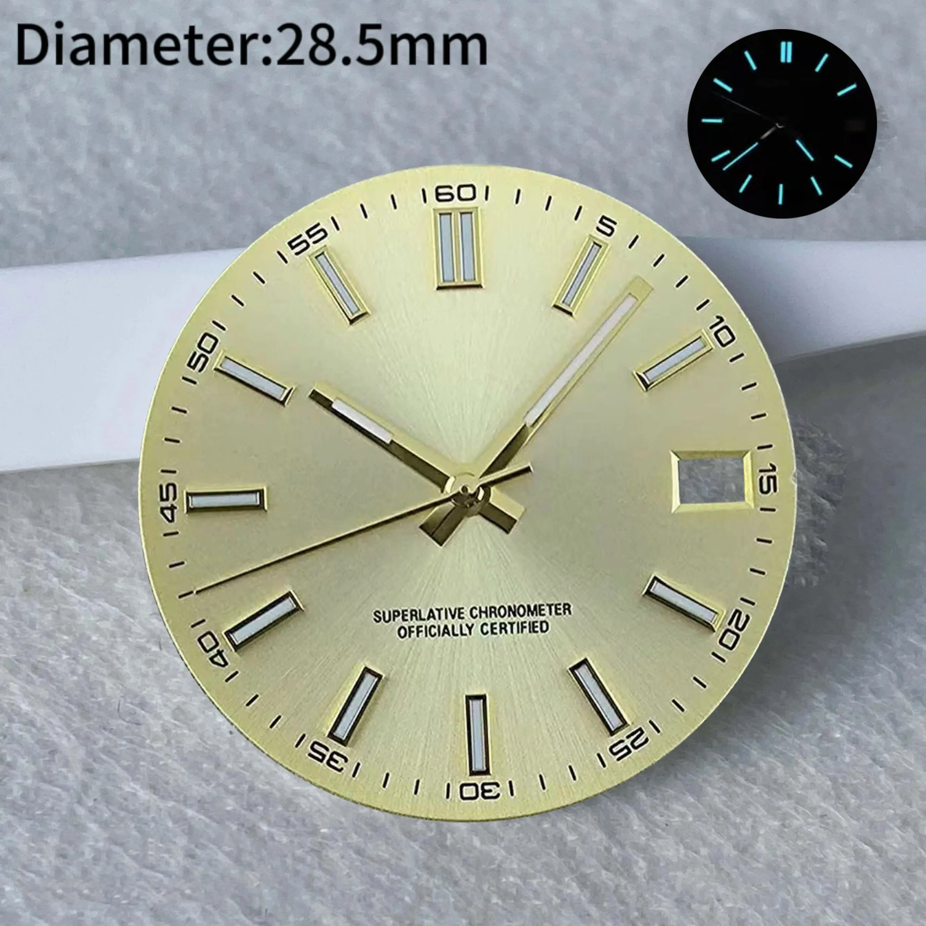 Cadran de date avec Logo S de 28.5mm, adapté au mouvement automatique japonais NH35 NH36, bleu lumineux, cadran de 29mm, accessoires de montre, offre spéciale