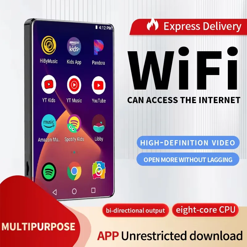 

Q8 MP3 MP4 Player Bluetooth Speaker MP3 MP4 Music Player HIFI Walkman Android 8.1 4 Inch Touch Screen WIFI MP3 Player 8-core CPU