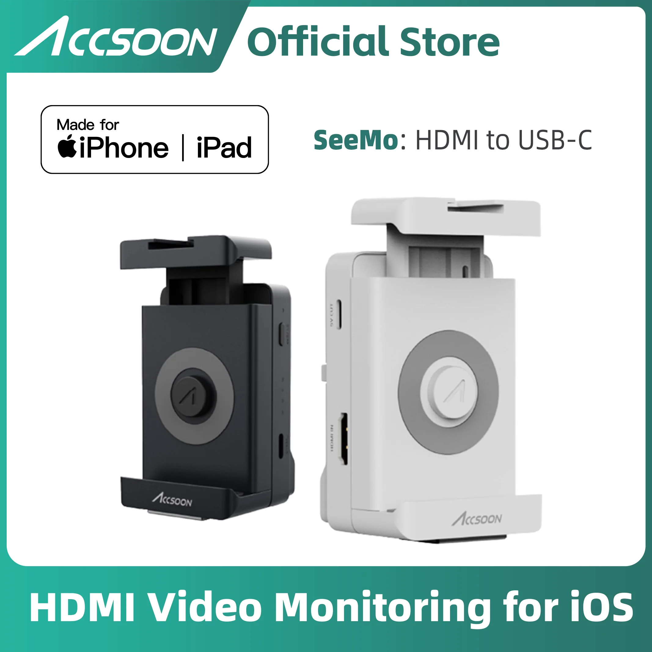 Accsoon SeeMo HDMI to iOS USB-C Video Monitoring for iphone ipad 1080P@60fps Video Output RTMP Live Streaming Real-time Monitor