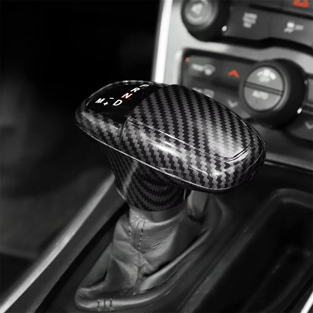 Carbon Fiber Look Car Interior Center Console Gear Shift Handle Panel Decoration Cover Stickers For Dodge Challenger 2015-2022