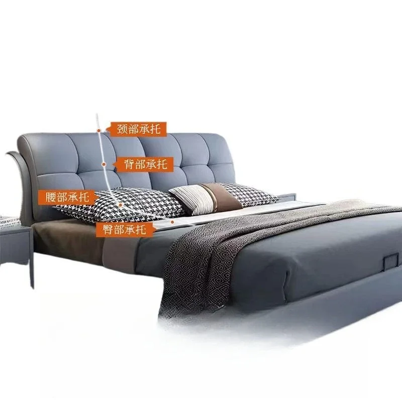 

Modern minimalist, soft bag, solid wood leather bed 1.8x2 meters, double bed master bedroom, double bed household